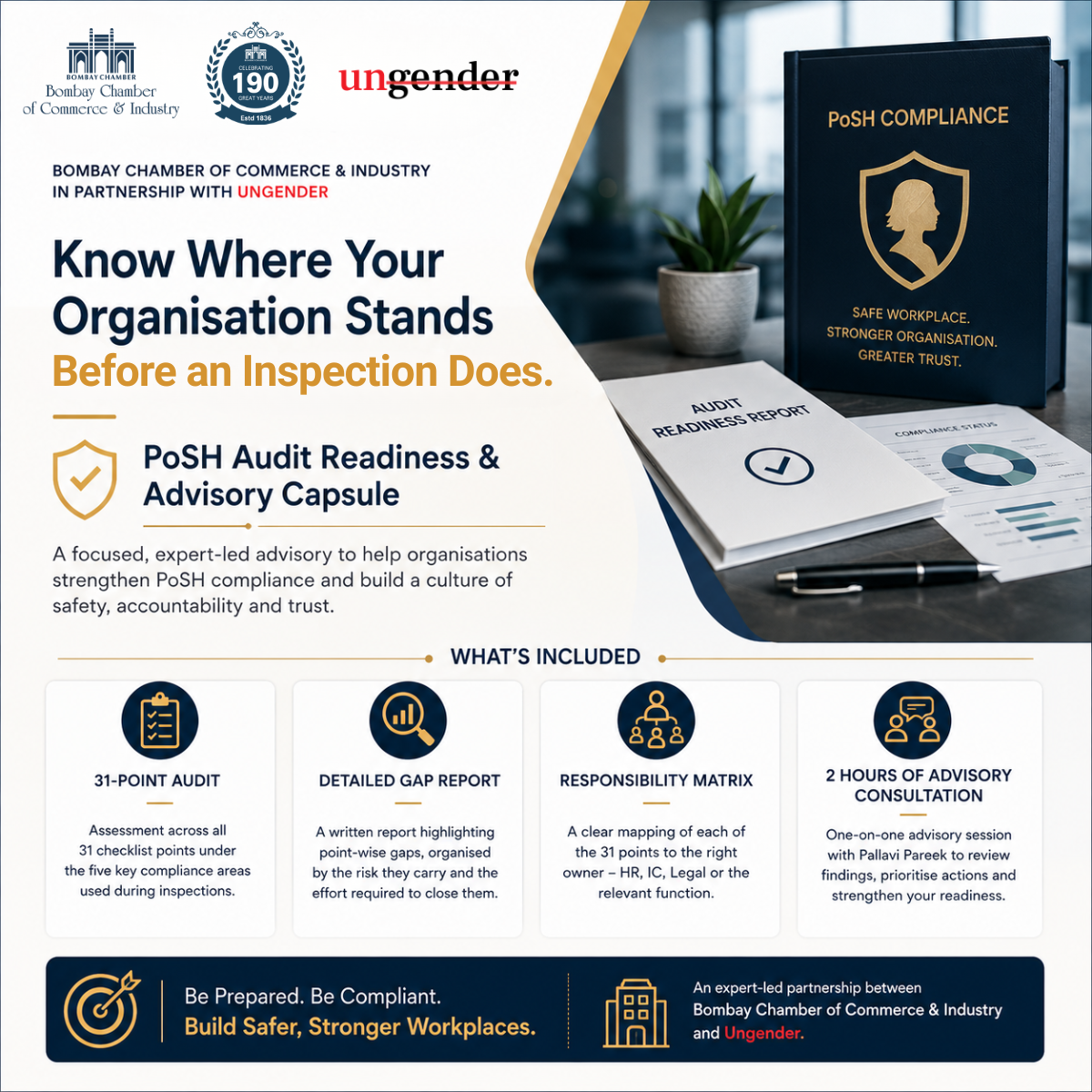 Bombay Chamber of Commerce & Industry, in partnership with UNGENDER, introduces the PoSH Audit Readiness & Advisory Capsule